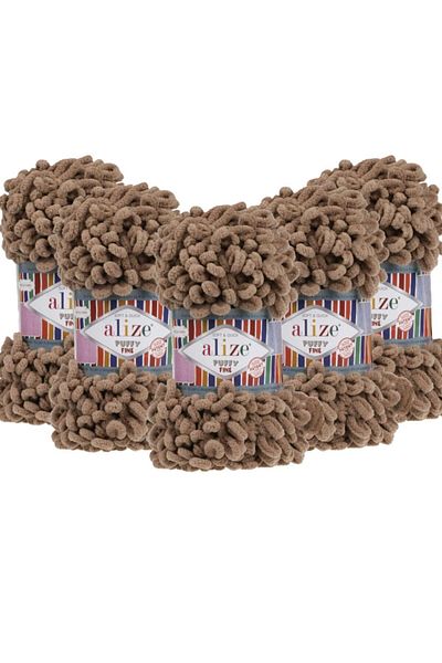 Alize Fine Hand Knitting Yarn 5 Pack - 329 Coffee with Milk - 100 Gr. 14.5 Mt. Finger Knitting Yarn