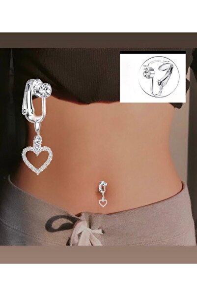 Arescollection Delik Gerektirmeyen Sallantılı Taşlı Sahte Göbek Piercingi