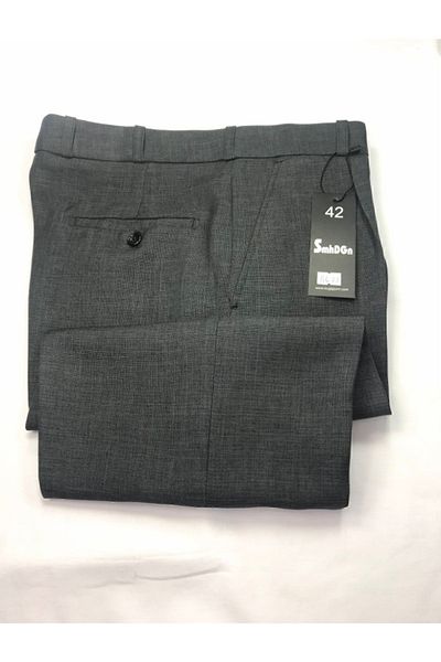 BUGİ GİYİM Men's Fabric Trousers Gray Pleated Wide Cut High Waist Classic Dad Trousers Seasonal Thick