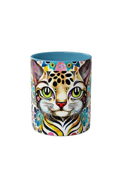 DUBLEMETRE Cat Patterned Colorful Printed Mug