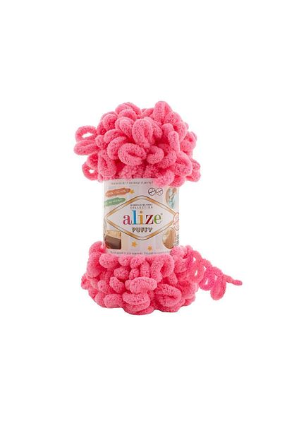 Alize (5 τεμάχια) Νήματα πλεξίματος στο χέρι Puffy 377 Vibrant Pink Παντόφλες Κουβέρτα Νήμα Κασκόλ Ζακέτα σφουγγαρίστρα
