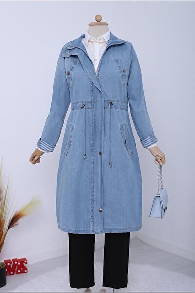 skycott guler ridicat de tranziție Jachetă din denim - Trenci cu șireturi tip...