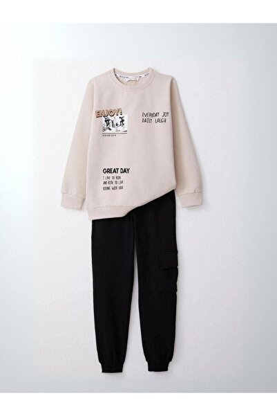 Zekids Момче - Enjoy печатен памучен спортен екип