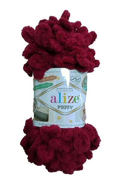 Alize Puffy 107 Claret Red Elle - Pătură pentru canapea șal X 5 buc