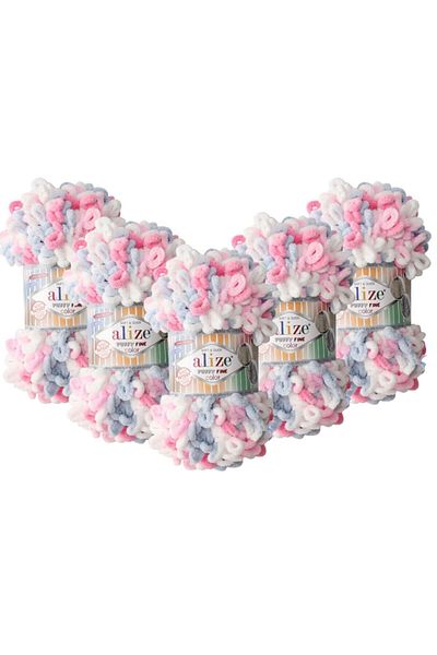 Fine Color Hand Knitting Yarn 5 Pack - 5945 Baby Blue - 100 Gr. 14.5 Mt. Finger Knitting Yarn