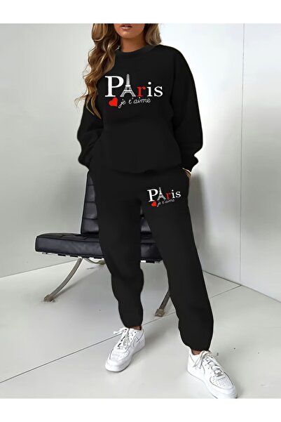 MODAVİBE Plus Size Relaxed Fit - Σετ γυναικεία φόρμα με στάμπα μεσαίου μεγέθους