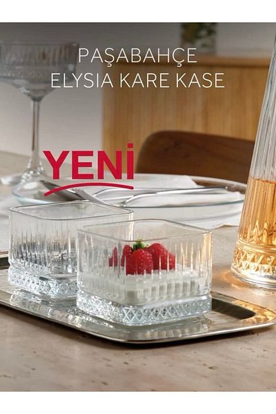 FAYA HOME Pasabahce Elysia Cornered Square Bowl Jam Bowl Magnolia Dessert Bowl 230cc -8 Pieces-530138