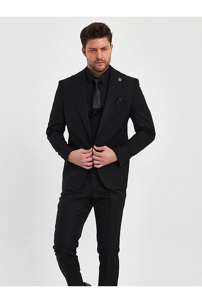 Terziayhan Tailor Ayhan full set black 3-button vest slimfit suit