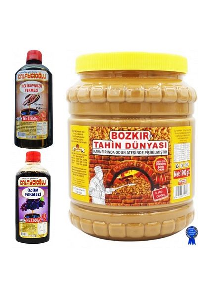 Kalaycıoğlu Bozkır Double Roasted Tahini (Without Bald) 1900Gr - Grape Molasses and Carob (Harnup) Molasses 950Gr