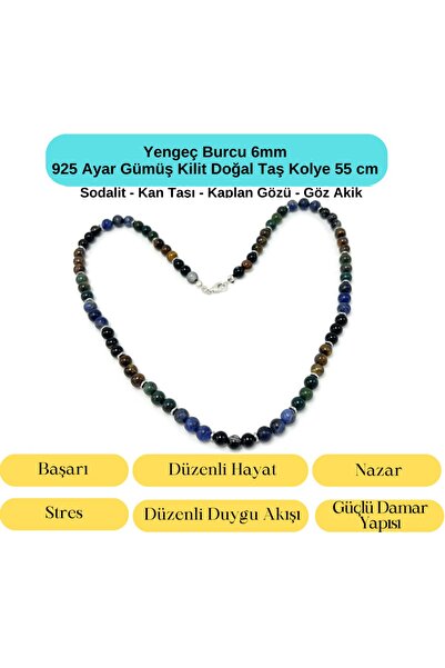 YILDIZ DOĞAL TAŞ SERTİFİKALI Yengeç Burcu 6mm 925 Ayar Gümüş Doğal Taş Kolye ...