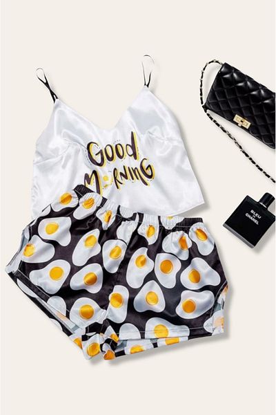 MOMMYS HERO 2-Piece Satin Shorts Set - Sleepwear Set