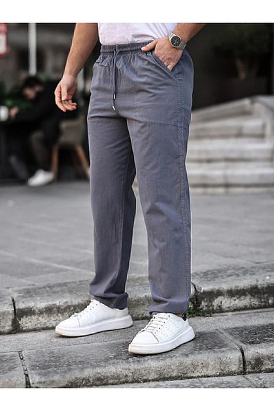 BERNEO Pantaloni unisex cu aspect de in de vară