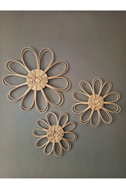 StapHome Bohem Hasır Bambu Rattan Duvar Dekorasyonu Süsü/Sepeti 3'lü