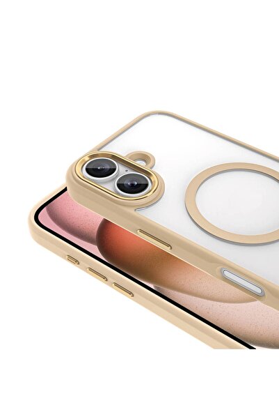 Rivor Apple iPhone 16 Uyumlu Kılıf Kamera Çıkıntılı Magsafe Destekli Kenarları Renkli Şeffaf Kapak