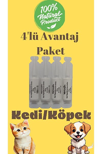 Vetorjin Yavru Kedi Köpek Dış Parazit Kovucu Bitkisel Damla 4 Adet