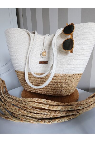 Ayla حقيبة كتف مصنوعة يدوياً، حقيبة الشاطئ