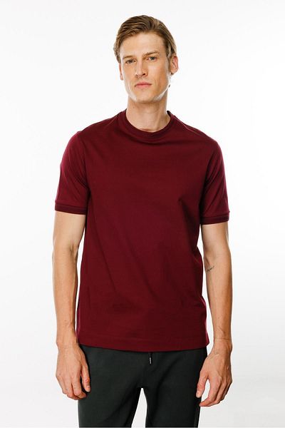 Desen Triko Ανδρικό μπλουζάκι Claret Red - Crew Neck, Basic Cotton