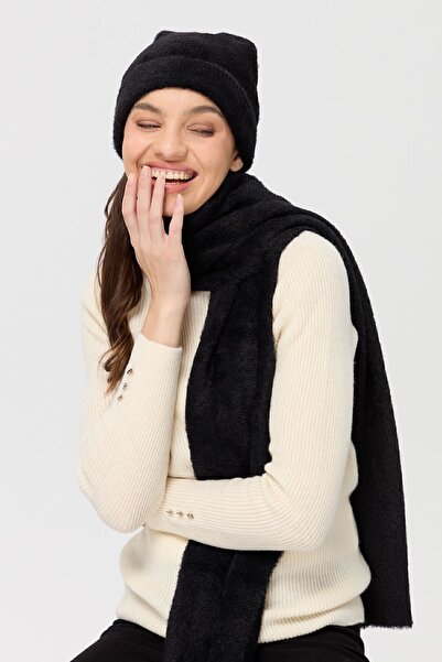 Desen Triko Women's Knitwear Aphrodite Scarf Black