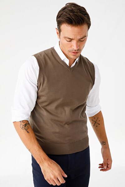 Desen Triko Men's Sweater D.brown