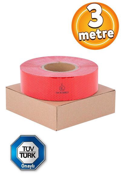 Badem10 3 Mt Red Reflective Phosphorescent Strip Tape - Truck Approved, Reflective Vehicle Warning Tape