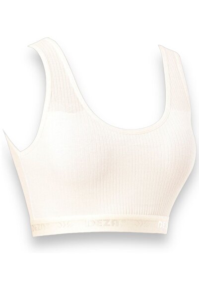 Dondeza 3-Piece Ribbed Padded Bra Half Tank Top Bustier for Young Girl - Wide Strap Training