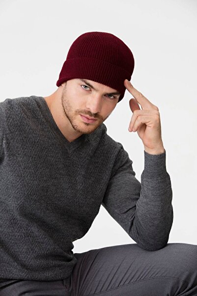 Desen Triko Men's Wool Beret Claret Red