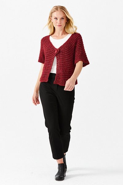 Desen Triko Women's V-Neck Single Button Short Vest V.red