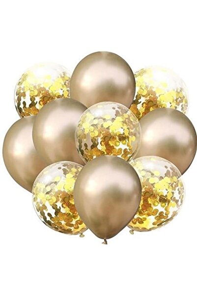 Partioutlet مجموعة بالونات كروم ذهبية وشفافة