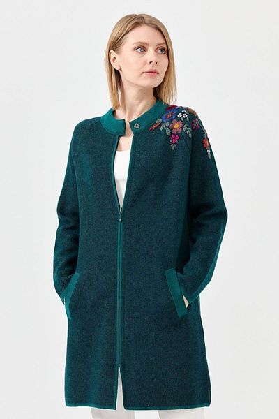 Desen Triko Women's Stand Collar Shoulder Embroidery Embroidered Long Wool Coat