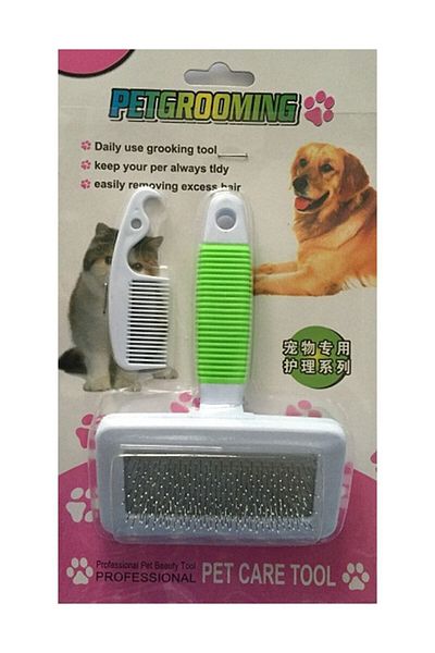 İnnopet Pet Grooming Cat Comb with Tip Protection Cleaning Brush