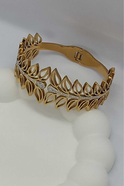 CC Design Zirkon Taşlı Detay Yaprak Model Kadın Kelepçe