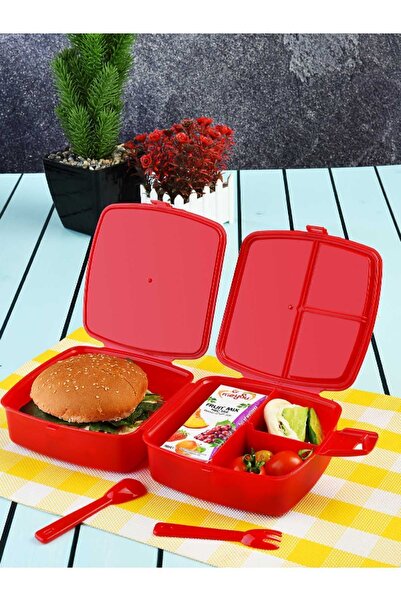 TOYFEST Lock Lid 2 Tiers 4 Compartments Lunch Box & Lunch Box with Spoon and Fork - Speed Master Themed