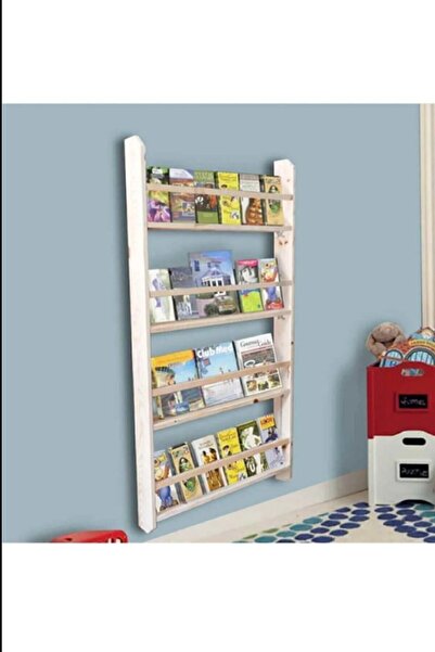 evbiziz Doğal Ahşap Montessori Eğitici Çocuk Odası Kitaplık Duvara Monte 4 Bölmeli 120cm-60cm-6cm