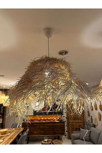 YLMZ Bohem tarzı doğal rafya avize kafes saçak modeli