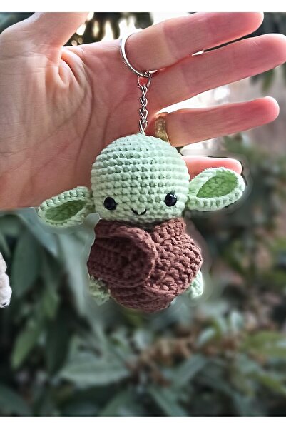 Masal Örgü Dünyası Yoda Anahtarlık - El Yapımı Amigurumi Örgü Anahtarlık, Çan...