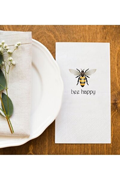 Hediyenza Bee Happy Arı Desen Arılı Sunum Peçetesi 20li