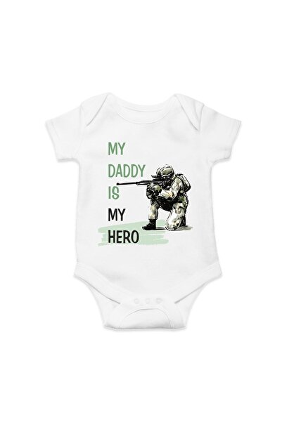 Hediyenza بدلة أطفال من القطن العضوي بأكمام قصيرة مكتوب عليها "My Daddy is My...