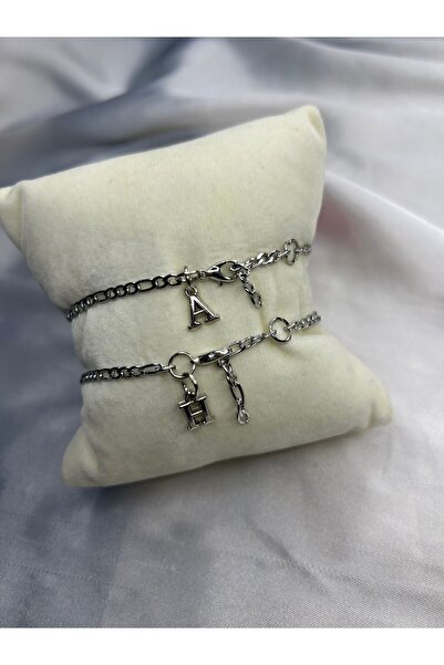 Genel Markalar Kararmaz Çelik 1li Harfli Bileklik Sevgili/Çift/Arkadaş Bilekl...