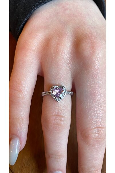 stainless steell Pando Kalp Yüzük (GÜMÜŞ-PEMBETAŞ)