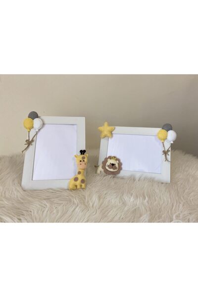 atölye ay ışığı Children's Room Frame Set of 2 Lion and Giraffe