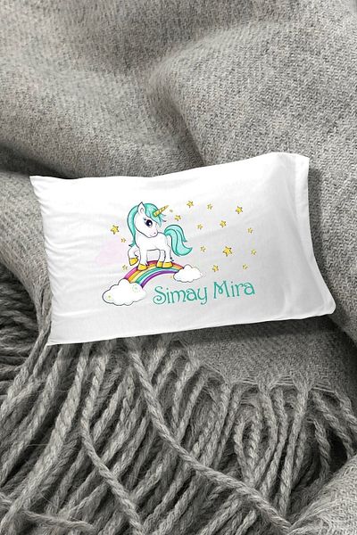 Hediyenza Unicorn Dreams Printed 50x70 Cm Children's Pillow Case - Single, White