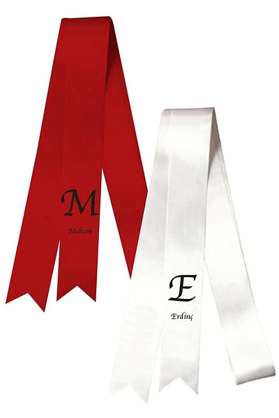 Hediyenza Engagement Wedding Bride Groom Jewelry Ribbon Ceremony Ribbon Satin White Ribbon Letter and Name 2 Mt