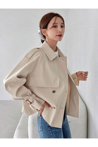 POD Biker Style Short Trench Coat