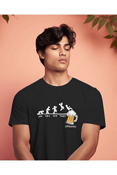 Hediyenza Tricou alb unisex cu design Friday Beer Day