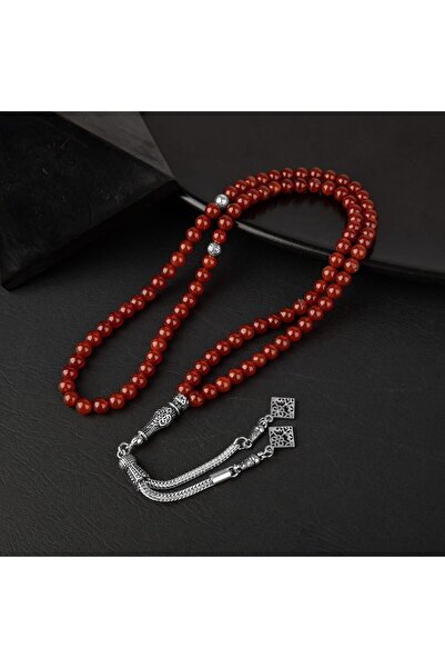 OSMANLI DOĞAL TAŞ Kırmızı Akik Doğal Taş Tesbih 99luk 6mm