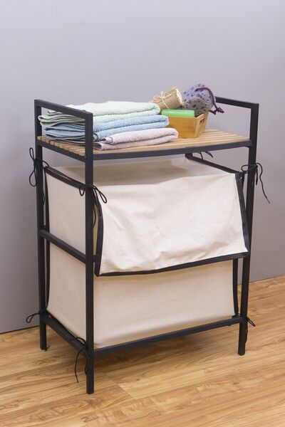 Home Ahşap Açık Banyo Dolabı Kirli Çamaşır Sepeti Banyo Rafı