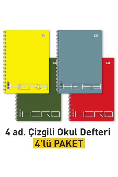 Etika A4 Lined School Notebook - 144 Sheets (72 Sheets), Spiral, Pack of 4
