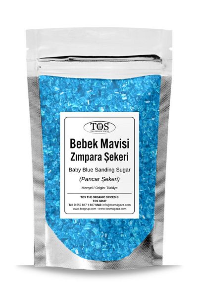 TOS The Organic Spices Baby Blue Sanding Sugar 250 g Baby Blue Sanding Sugar