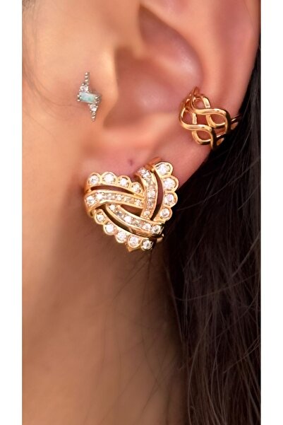 Opia JEWELRY Zircon Stone Heart Steel Xp Earrings