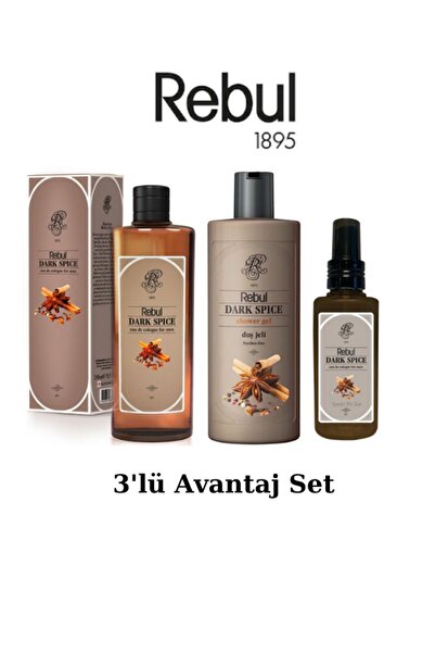 Rebul Dark Spice Edc 250ml Kolonya 500ml Duş Jeli 125ml Edc Kolonya 3'lü Avan...